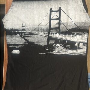 Black Tank Top with Bridge Graphic